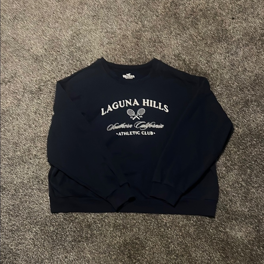 Hollister Blue Crewneck Sweater with Ribbed Cuffs